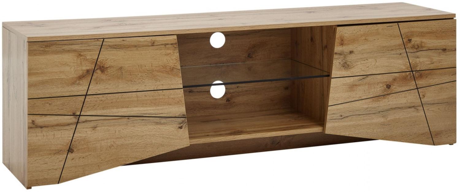 Lowboard Holz Eiche-Dekor 160x50x40 cm TV-Kommode mit zwei Tueren Bild 1