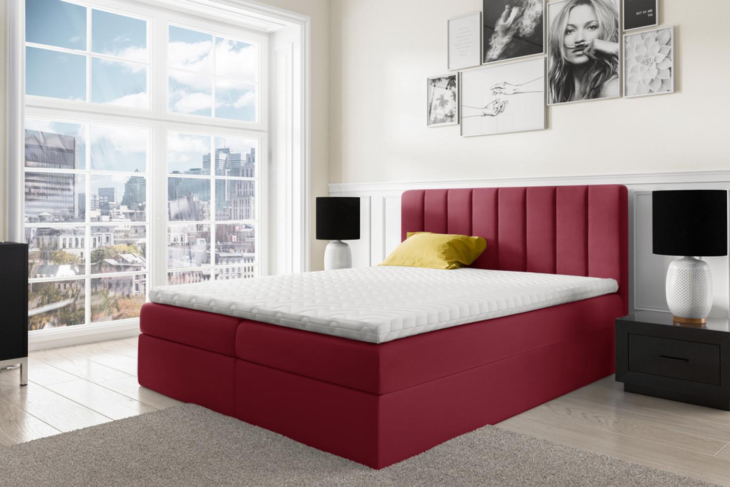 Stylefy 'Arcelia' Boxspringbett, Velours Monolith Bordeaux 140 x 200 cm Bild 1