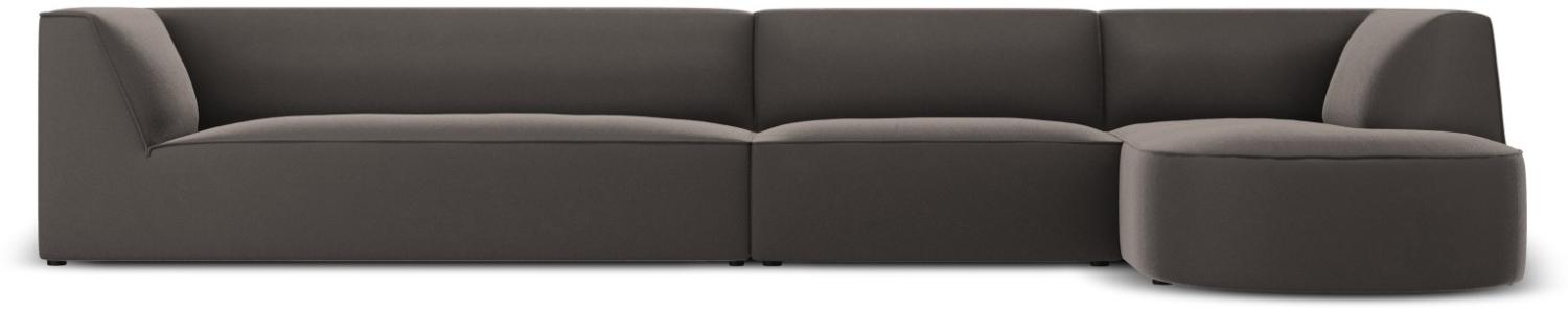 Micadoni 6-Sitzer Samtstoff Modular Ecke rechts Sofa Ruby | Bezug Dark Grey | Beinfarbe Black Plastic Bild 1