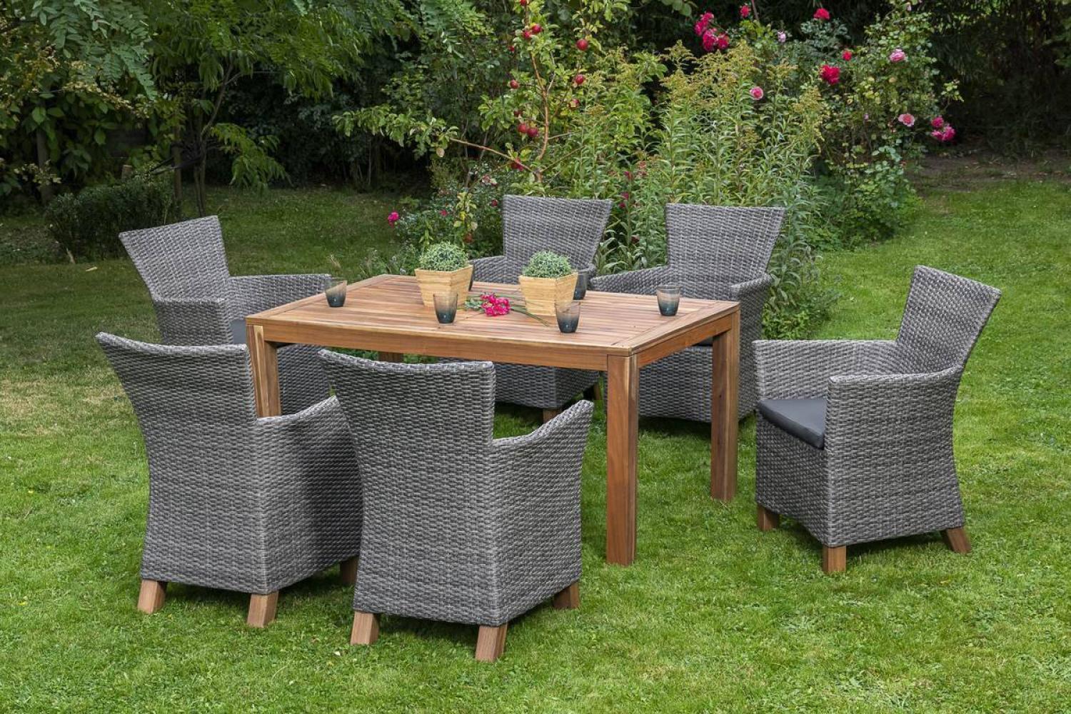 YOURSOL by Merxx Gartenmöbel Set Toskana 6 Personen mit Ausziehtisch 150 - 200 cm, Holztisch Bild 1