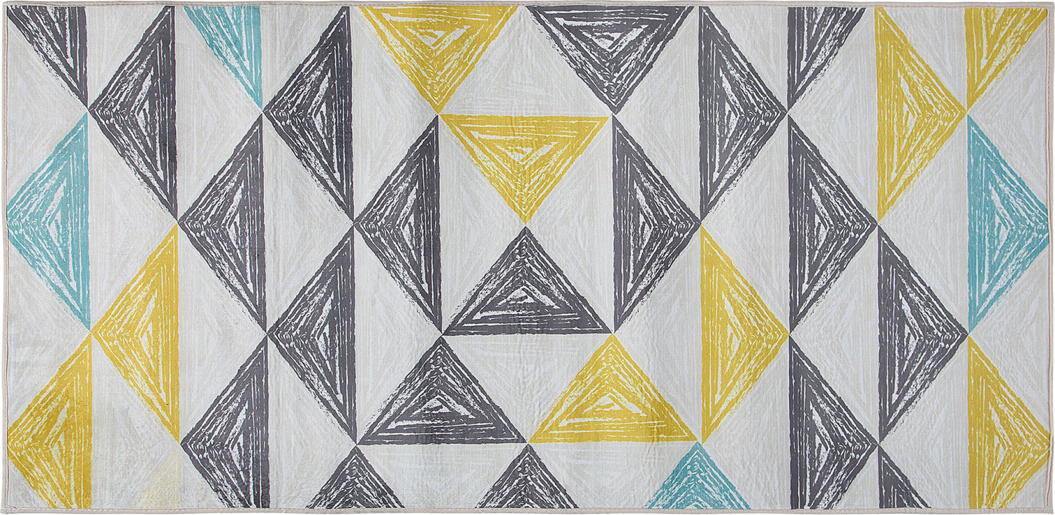 Teppich grau-gelb-mintgrün Dreieckmuster 80 x 150 cm KALEN Bild 1