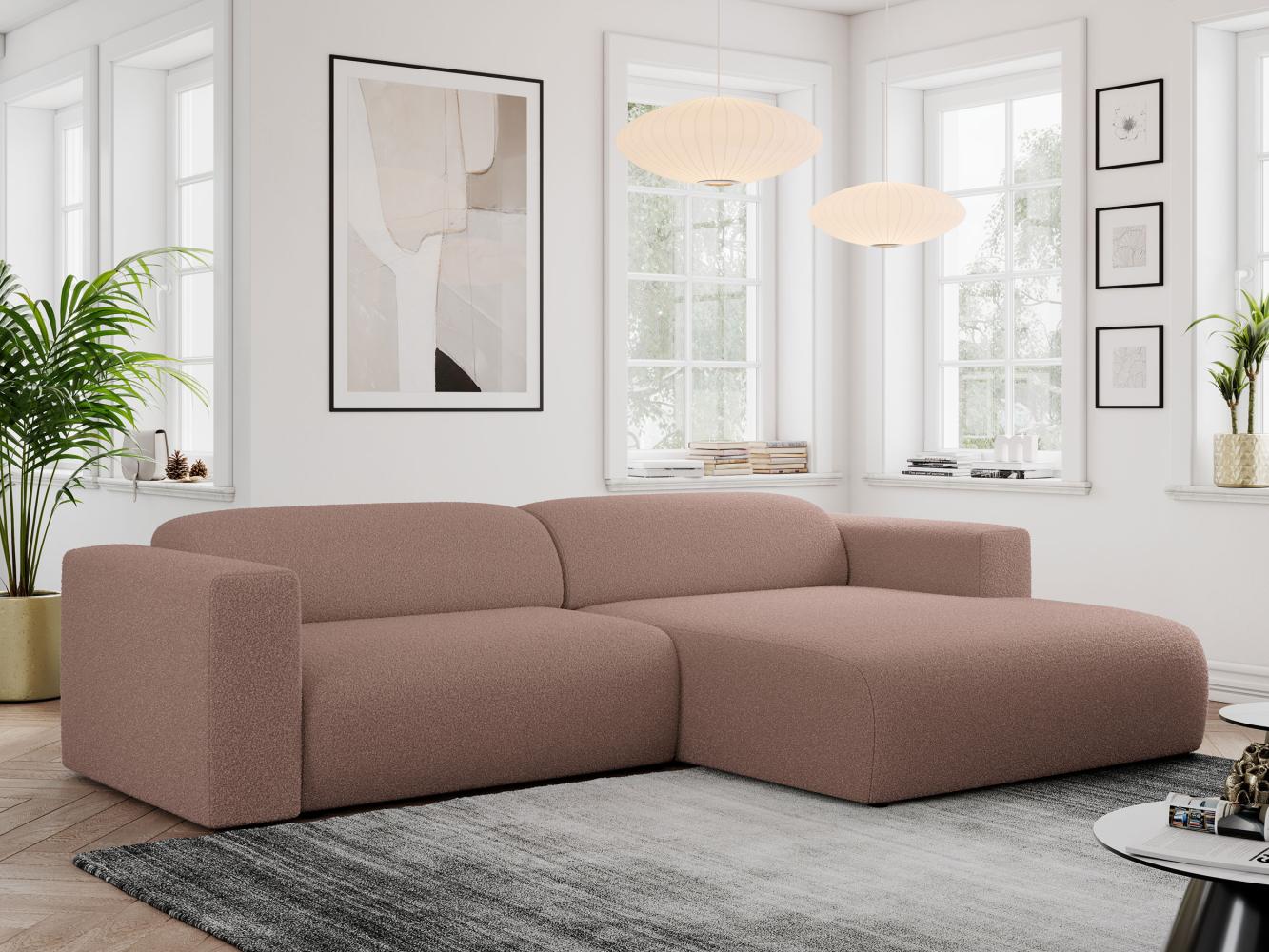 Ecksofa PASADENA, freistehendes Ecksofa, breite Armlehnen, Federsitz - rechts - Rosa Boucle Bild 1