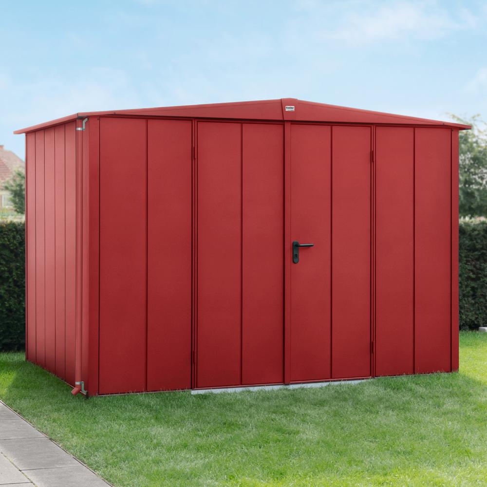 Hörmann Ecostar Aktionsangebot Metall-Gerätehaus Elegant mit Satteldach Typ 3, 238 x 303 cm , purpurrot, 7,2 m²,2-flüglige Tür Bild 1