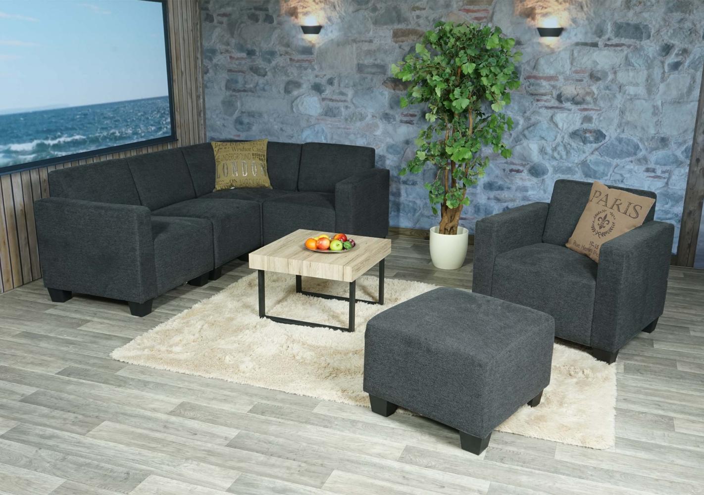 Modular Sofa-System Couch-Garnitur Lyon 4-1-1, Stoff/Textil ~ anthrazit-grau Bild 1