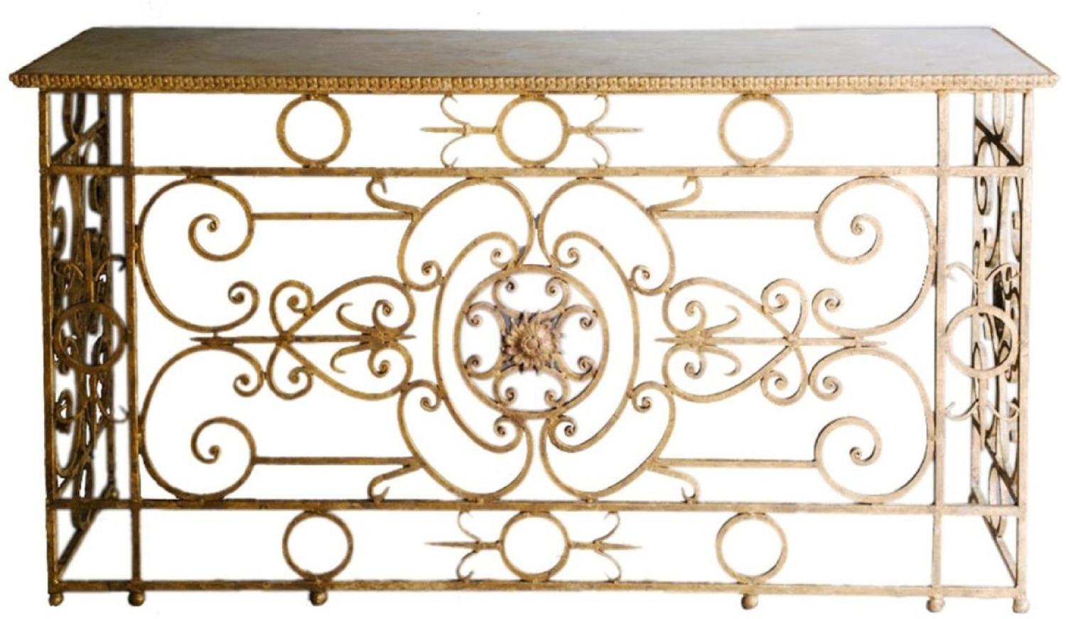 Casa Padrino Luxus Barock Konsole Weiß / Antik Gold 172 x 51 x H. 95 cm - Barockmöbel Bild 1