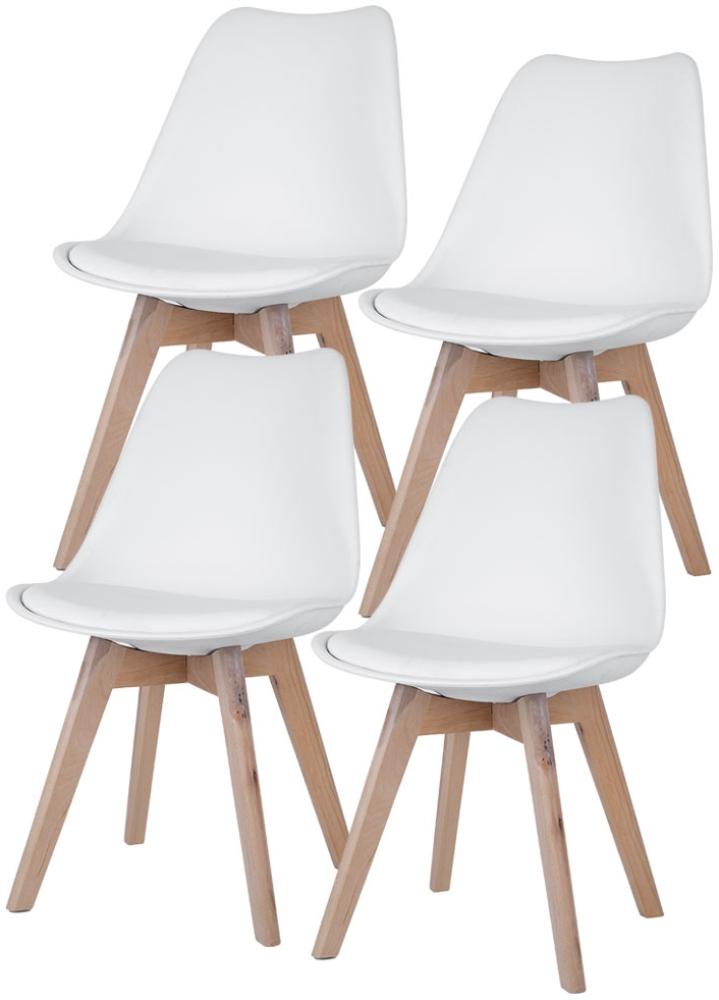 4er Set Stühle, Holz natur, weiß, Sitzpolster, H 82 cm Bild 1