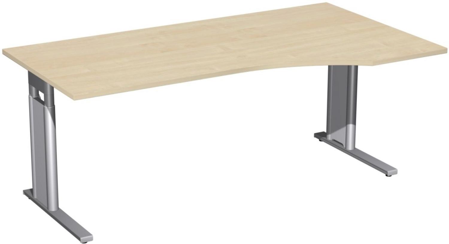 PC-Schreibtisch rechts, höhenverstellbar, 180x100cm, Ahorn / Silber Bild 1