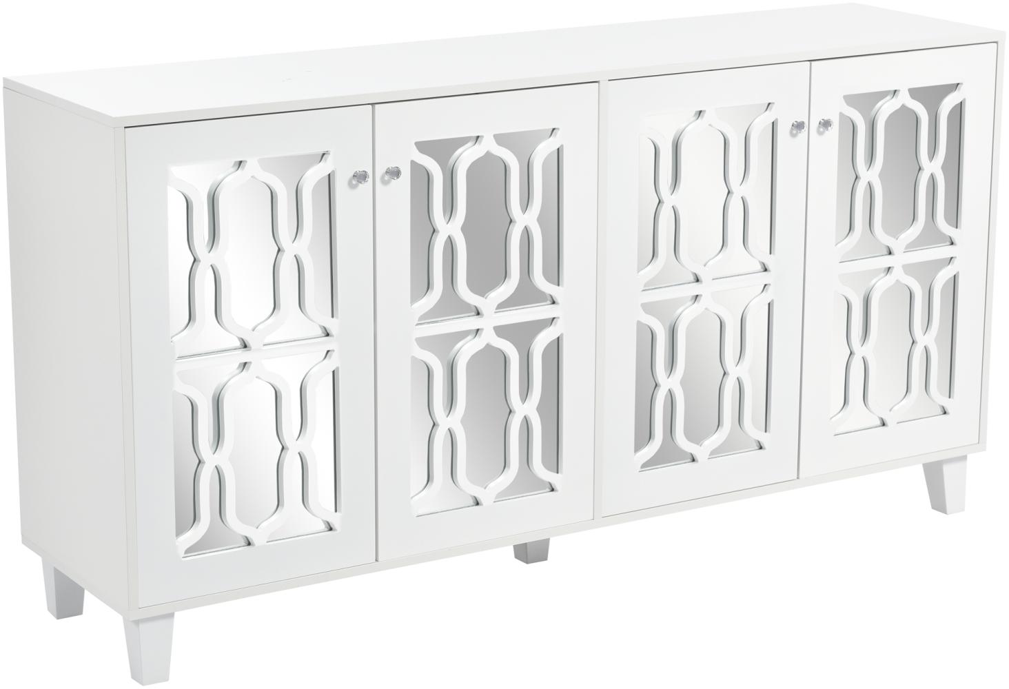 Merax Sideboard mit Spiegelelementen und geometrischem Trellis-Muster, Kommode mit Spiegelfront, Anrichte mit großem Stauraum Bild 1