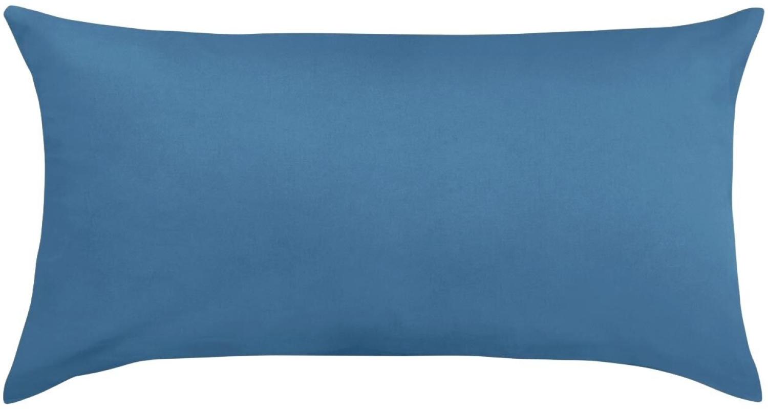 Traumschlaf Uni Mako-Satin Kissenbezüge | 40x80 cm | jeansblau Bild 1