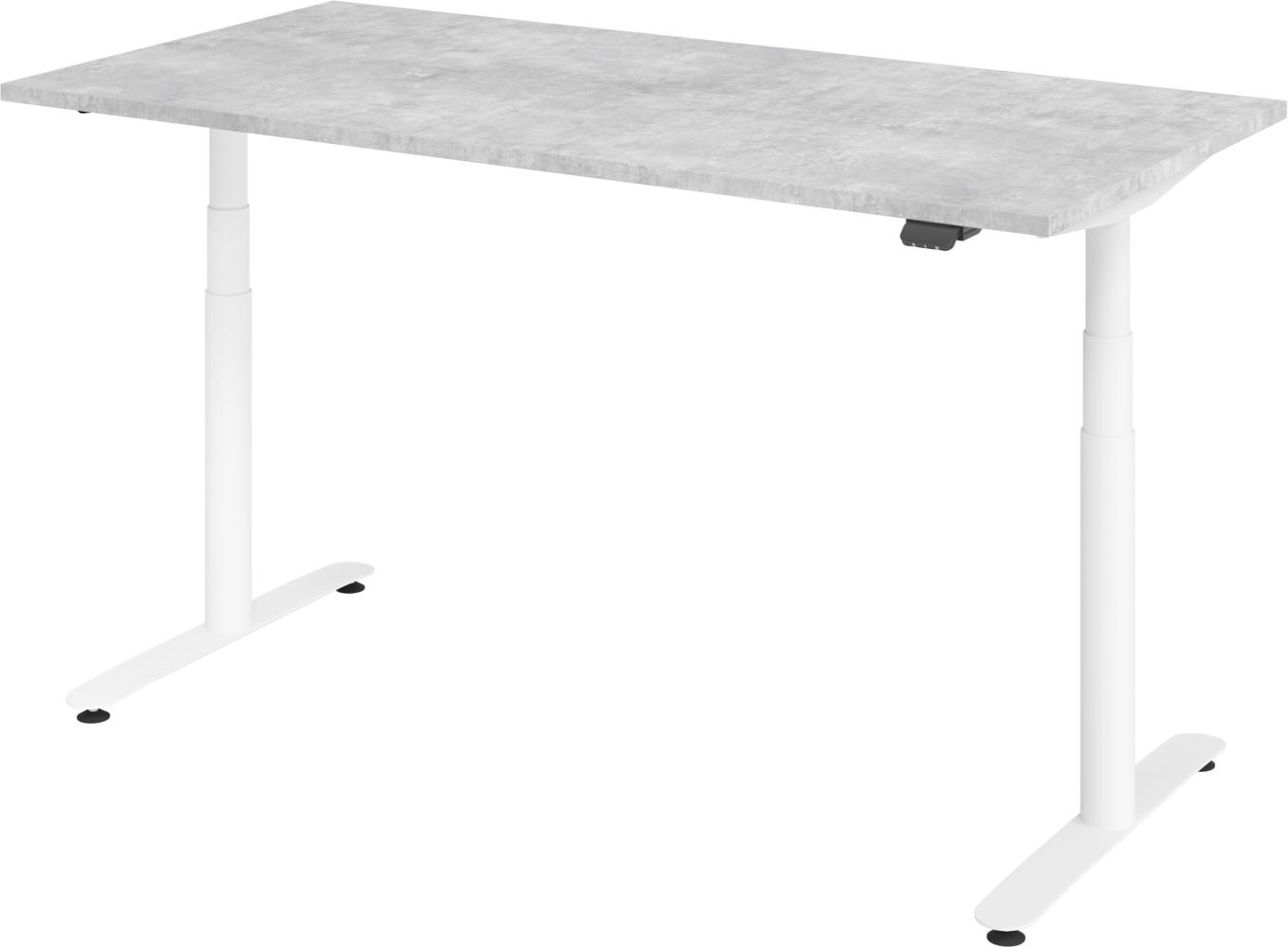 bümö® smarter Schreibtisch Serie-XDLR elektrisch höhenverstellbar mit App-Steuerung 160 x 80 cm in Beton / Weiß Bild 1