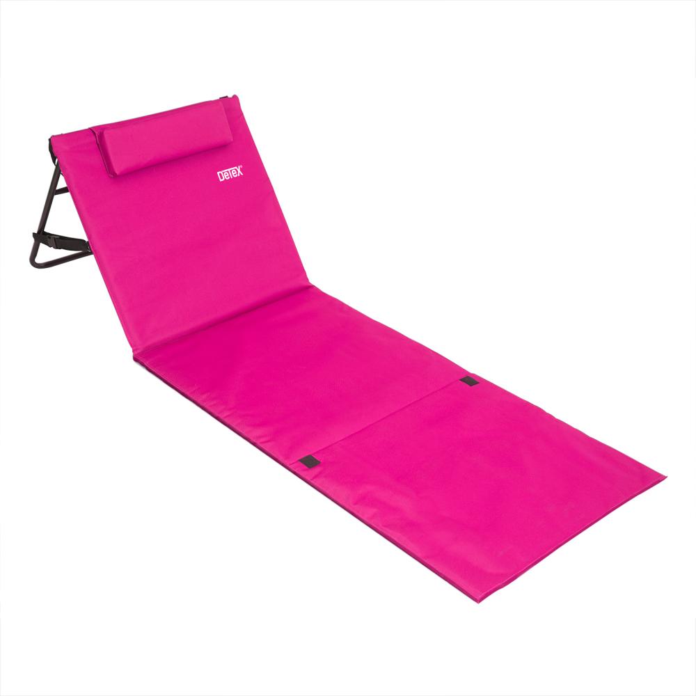 Deuba Strandmatte Gepolstert Kopfkissen Faltbar Verstellbare Rückenlehne Staufach Badematte Isomatte Strandtuch rosa Bild 1