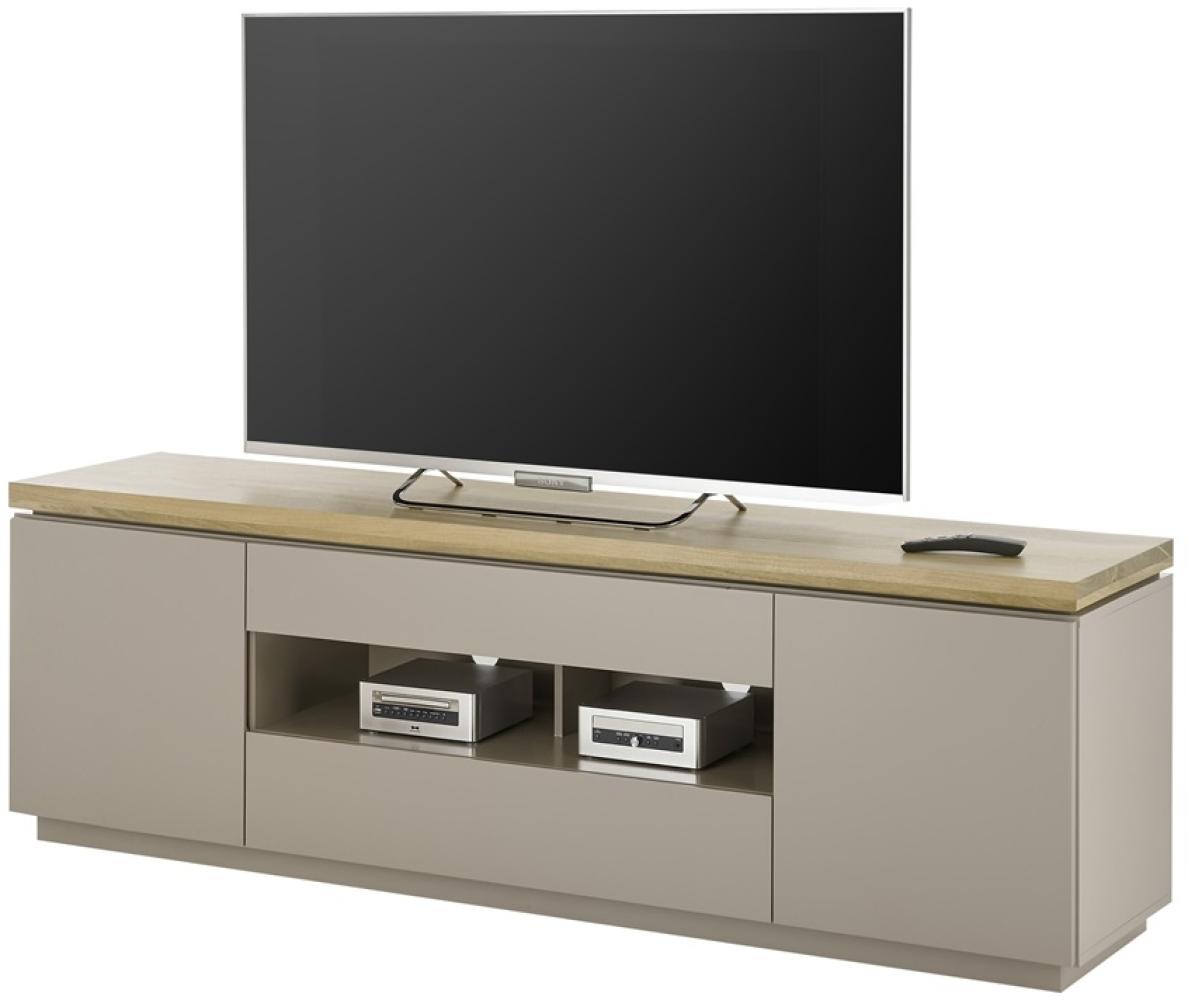 TV-Lowboard Palamos in grau matt und Akazie massiv 200 cm Bild 1