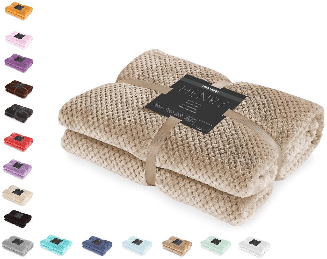 DecoKing Kuscheldecke 170x210 cm Cappuccino Decke Microfaser Wohndecke Tagesdecke Fleece weich sanft kuschelig skandinavischer Stil beige Henry Bild 1