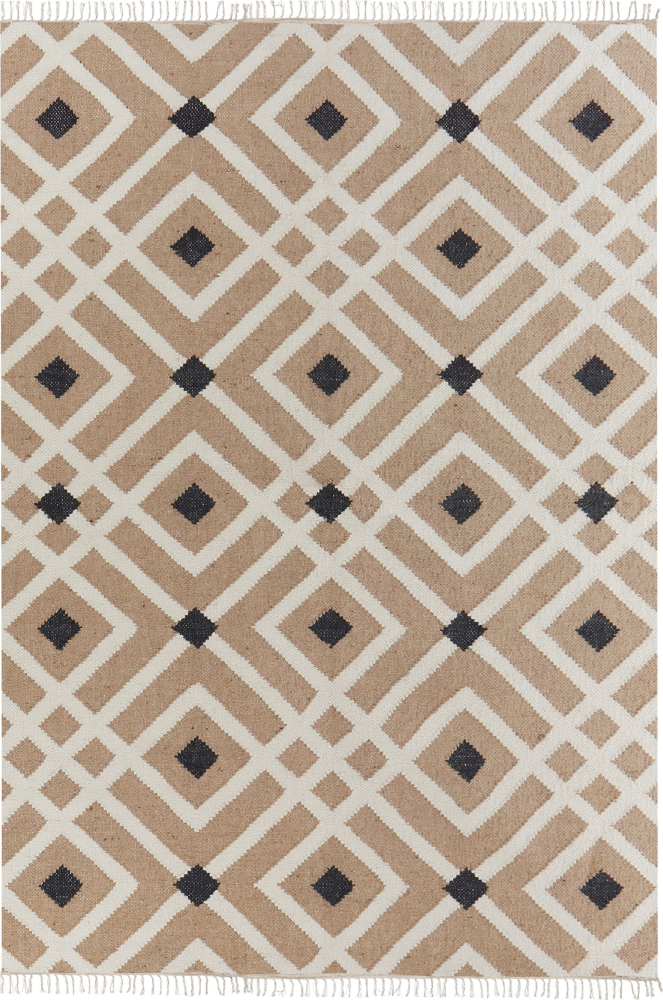 Teppich Jute beige schwarz 160 x 230 cm geometrisches Muster Kurzflor ESENCIK Bild 1