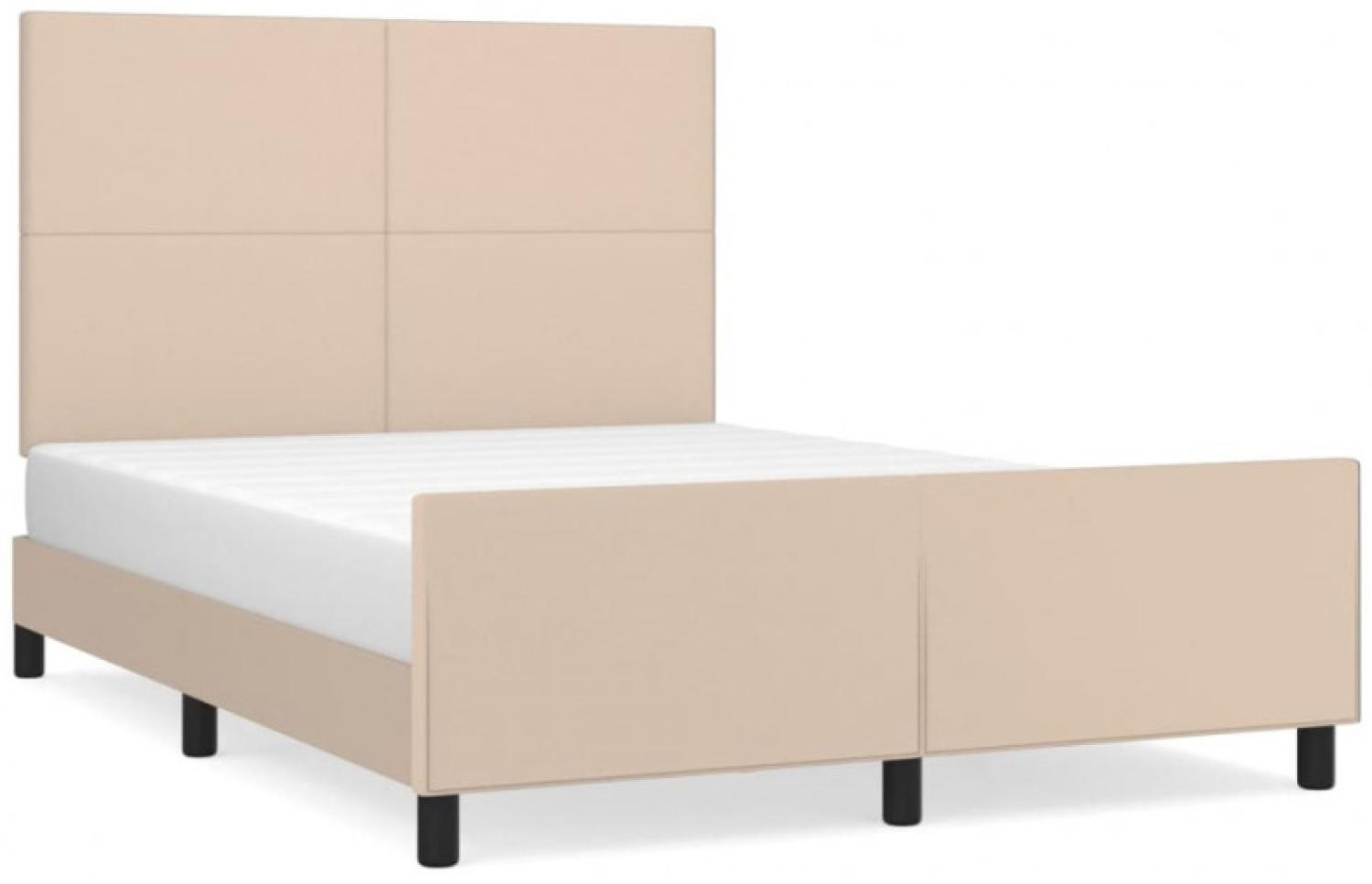 Doppelbett, Polsterbett mit Kopfteil Kunstleder Cappuccino-braun 140 x 200 cm Bild 1