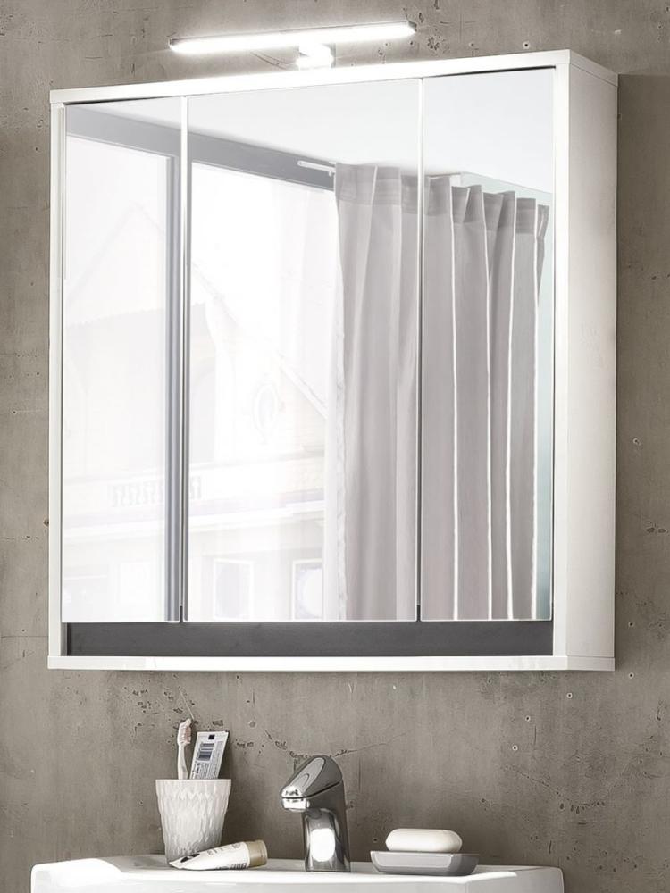 'Sol' Spiegelschrank mit 3 Türen, weiß/grau, 67 x 73 cm Bild 1