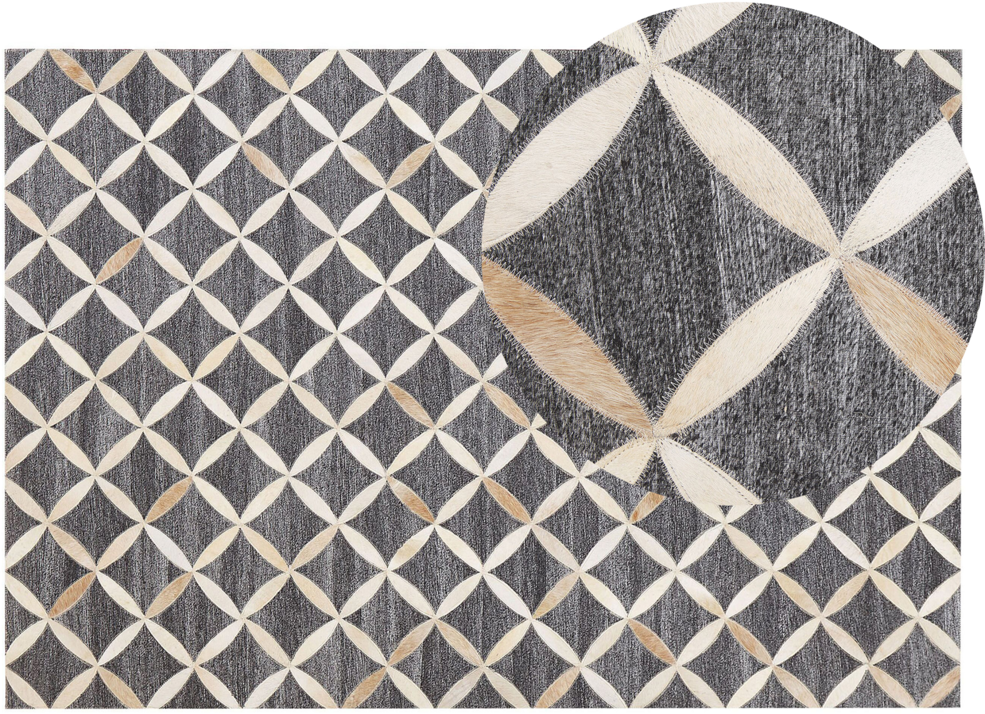 Teppich Kuhfell grau / beige 140 x 200 cm Patchwork Kurzflor GENC Bild 1