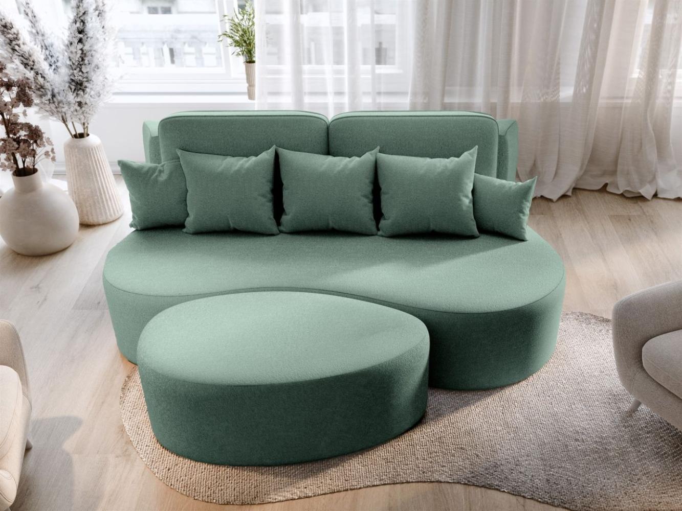 Schlafsofa Designersofa Sofa BIONA in Stoff Doha Grün inkl. Couchhocker Bild 1