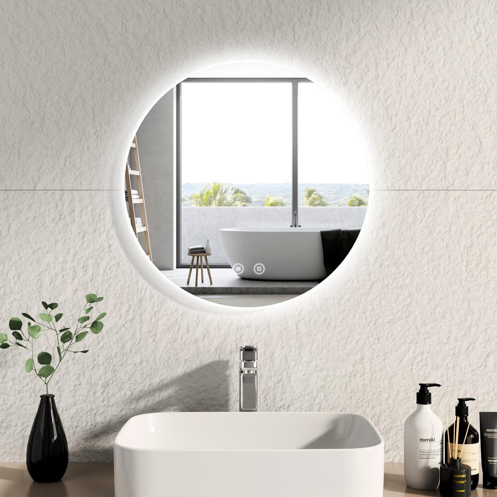EMKE Badspiegel Mit LED Beleuchtung Touch Beschlagfrei Rund Lichtspiegel 6500K ф50cm Bild 1