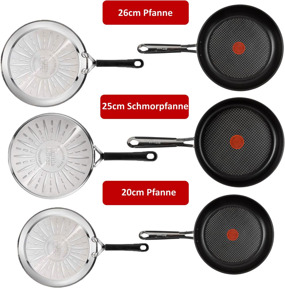 Tefal E76 Jamie Oliver Pfannenset- Pfanne 20cm & 26cm, Schmorpfanne 25cm mit Deckel, Set 16 - Pfannen Induktion Bild 1