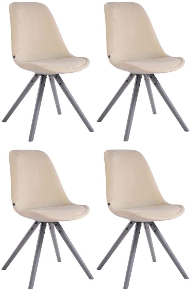 4er Set Stühle Toulouse Samt Rund grau creme Bild 1