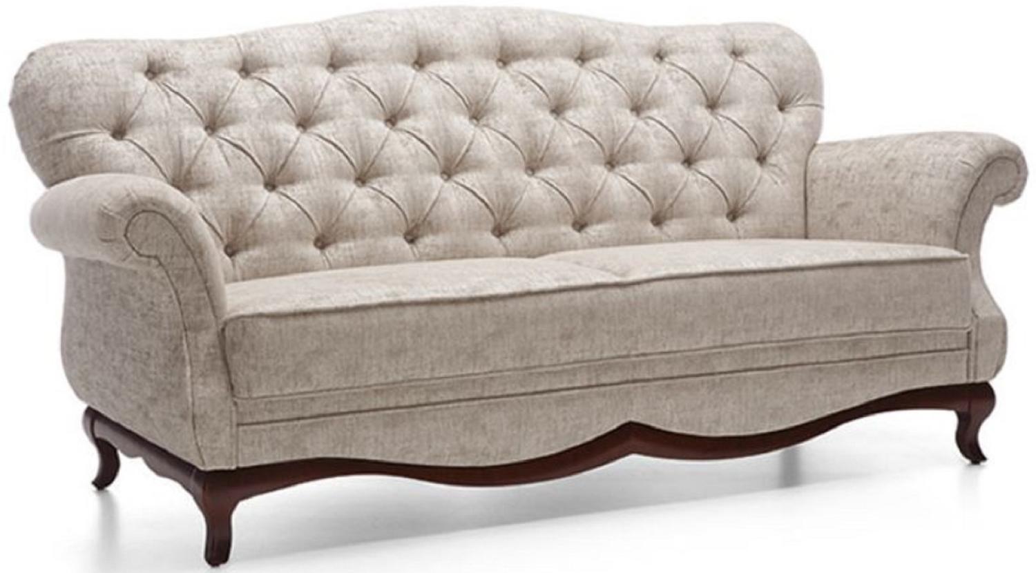 Casa Padrino Luxus Art Deco Chesterfield Wohnzimmer Sofa Greige / Dunkelbraun 206 x 90 x H. 98 cm Bild 1