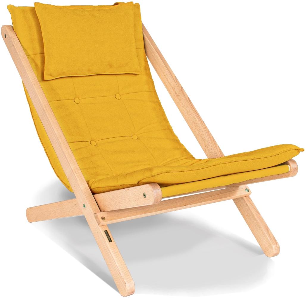 Marior HOME 'ALLEGRO' Liegestuhl mit weichem Sitzpolster, Unbehandelt, Gelb Bild 1