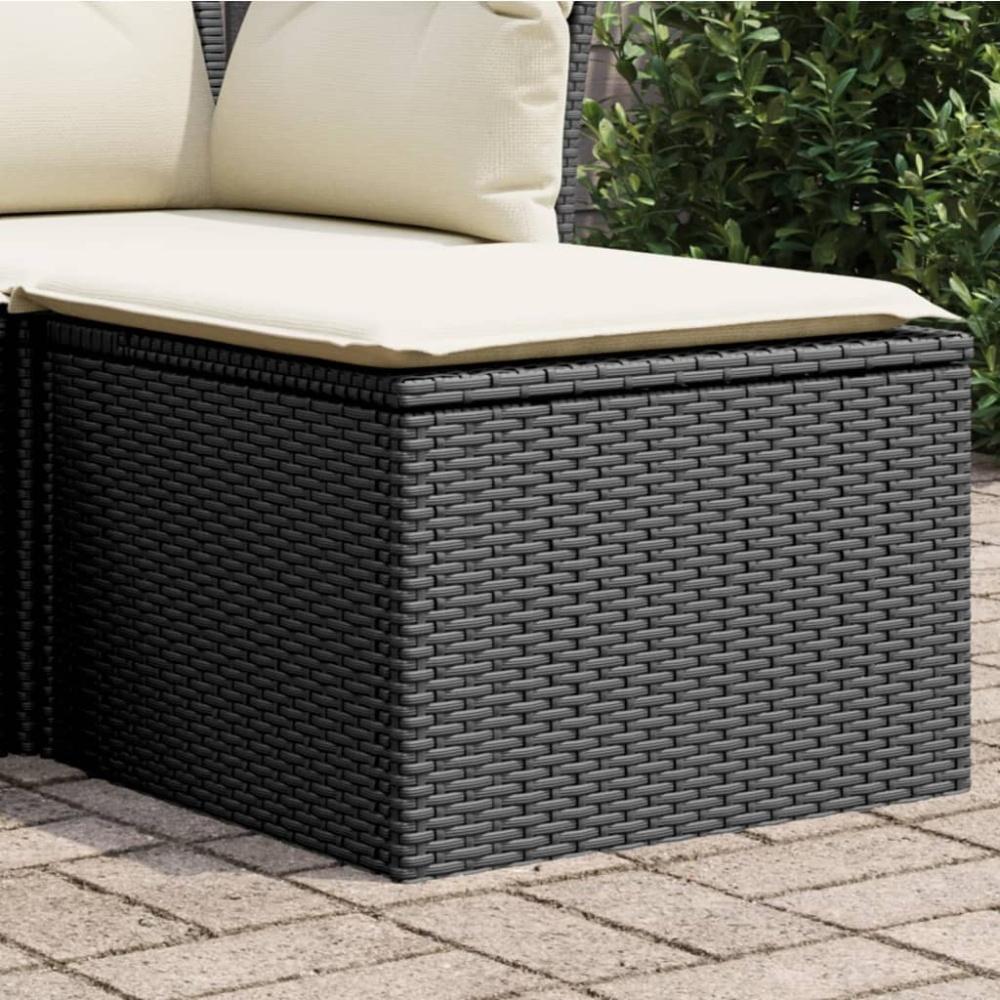 vidaXL Gartenhocker mit Kissen Schwarz 55x55x37 cm Poly Rattan Bild 1