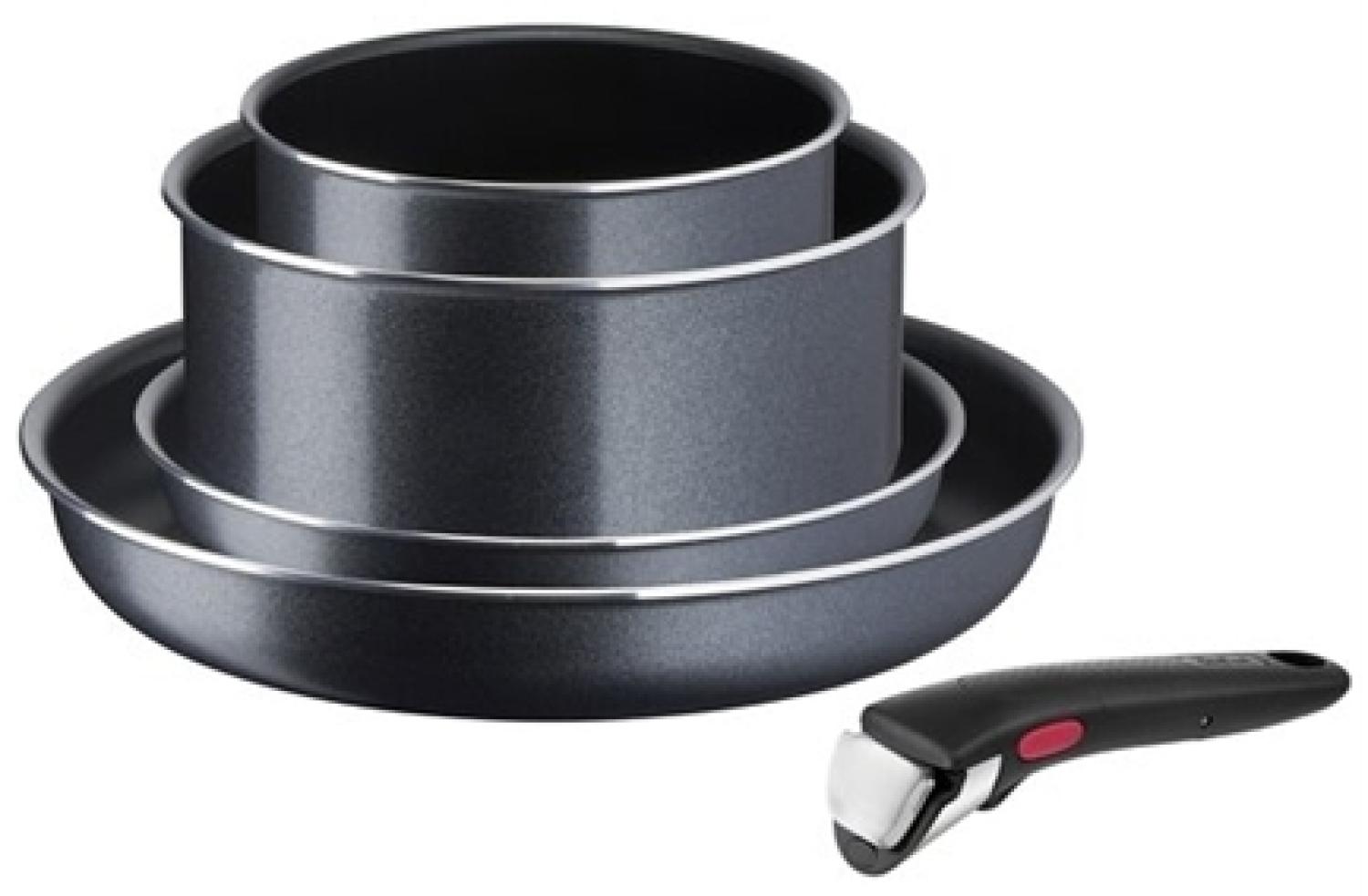 TEFAL Pfannenset Ingenio XL Force L1589502 Backen Durchmesser 16cm/20cm/22cm/28cm Nicht geeignet für Induktionskochfeld Abnehmbarer Griff Schwarz Bild 1