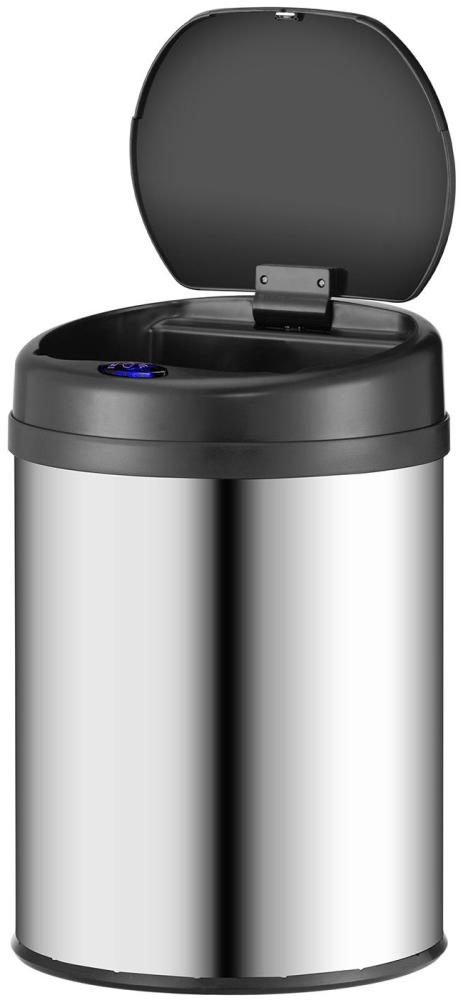 Juskys Automatik Mülleimer mit Sensor 30L - elektrischer Abfalleimer, Bewegungssensor, automatischer Deckel, wasserdicht, Klemmring, Küche - Silber Bild 1