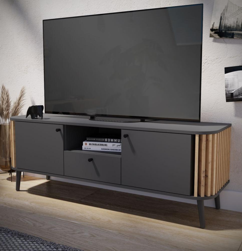 TV-Lowboard Pretty in grau und Eiche Artisan 138 cm Bild 1