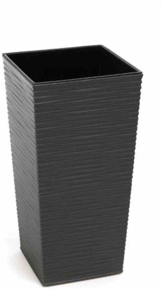 Pflanzgefäß NIZZA, graphit Rillenoptik, 30 x 30 x 57 cm Kunststoffgefäß mit Einsatz Bild 1
