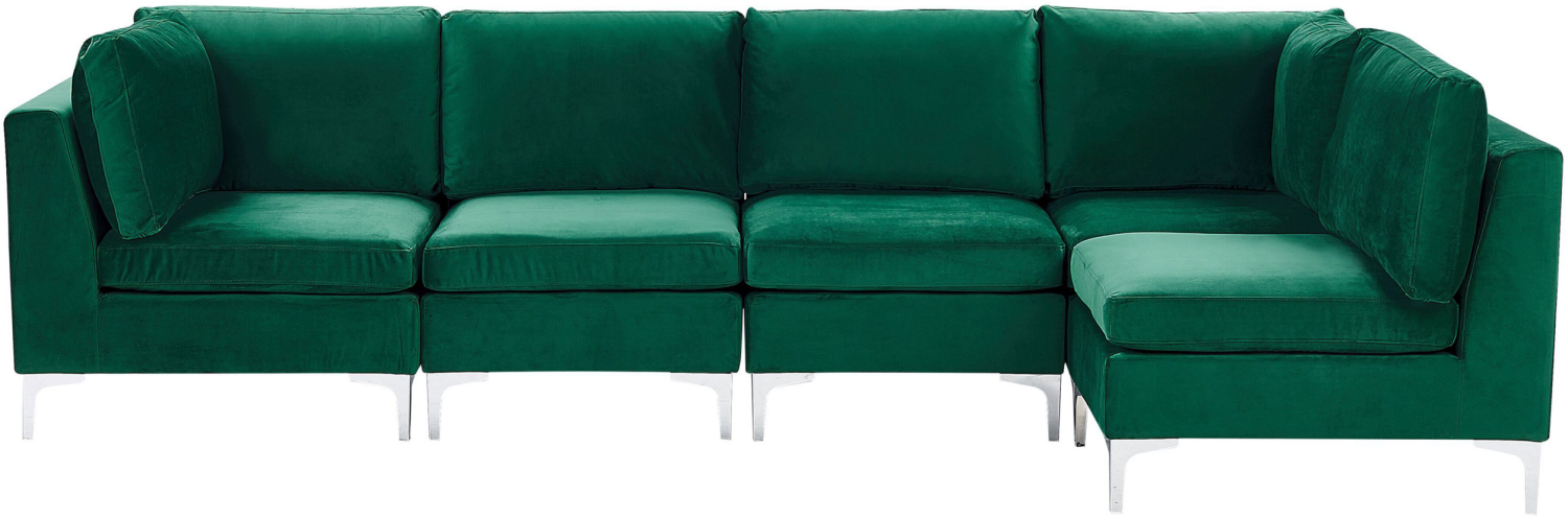 Ecksofa Samtstoff grün linksseitig 5-Sitzer EVJA Bild 1
