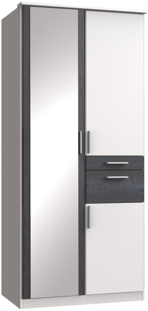 Kleiderschrank >Kalindi I< in Weiß Digi Steel - 90x198x58cm (BxHxT) Bild 1