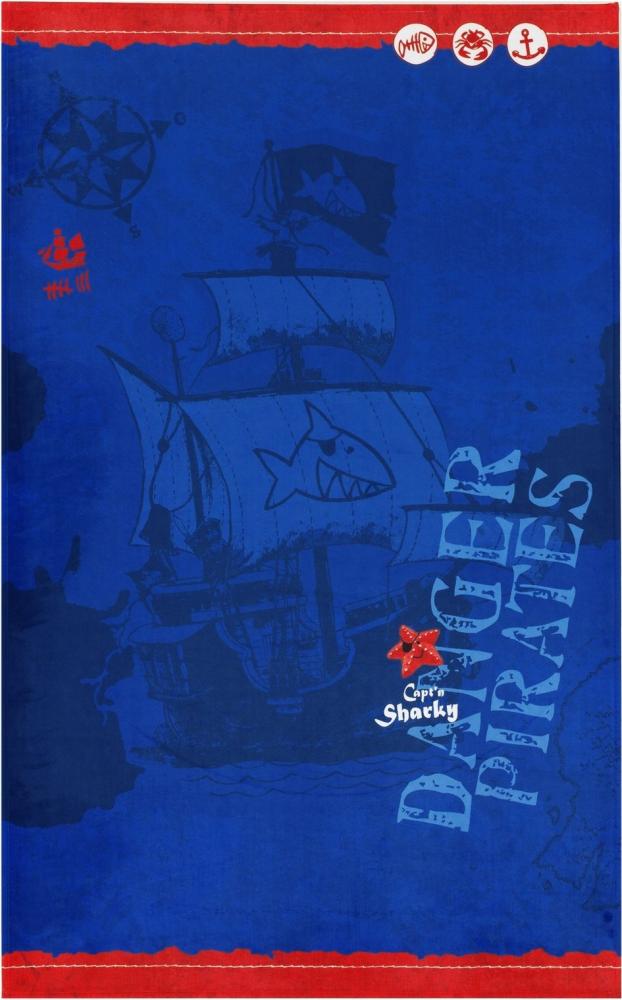 Kinderteppich- Der Pirat "Captin Sharky" und seine Freunde in Uni Blau, Kinderzimmer 160 x 100 cm Bild 1