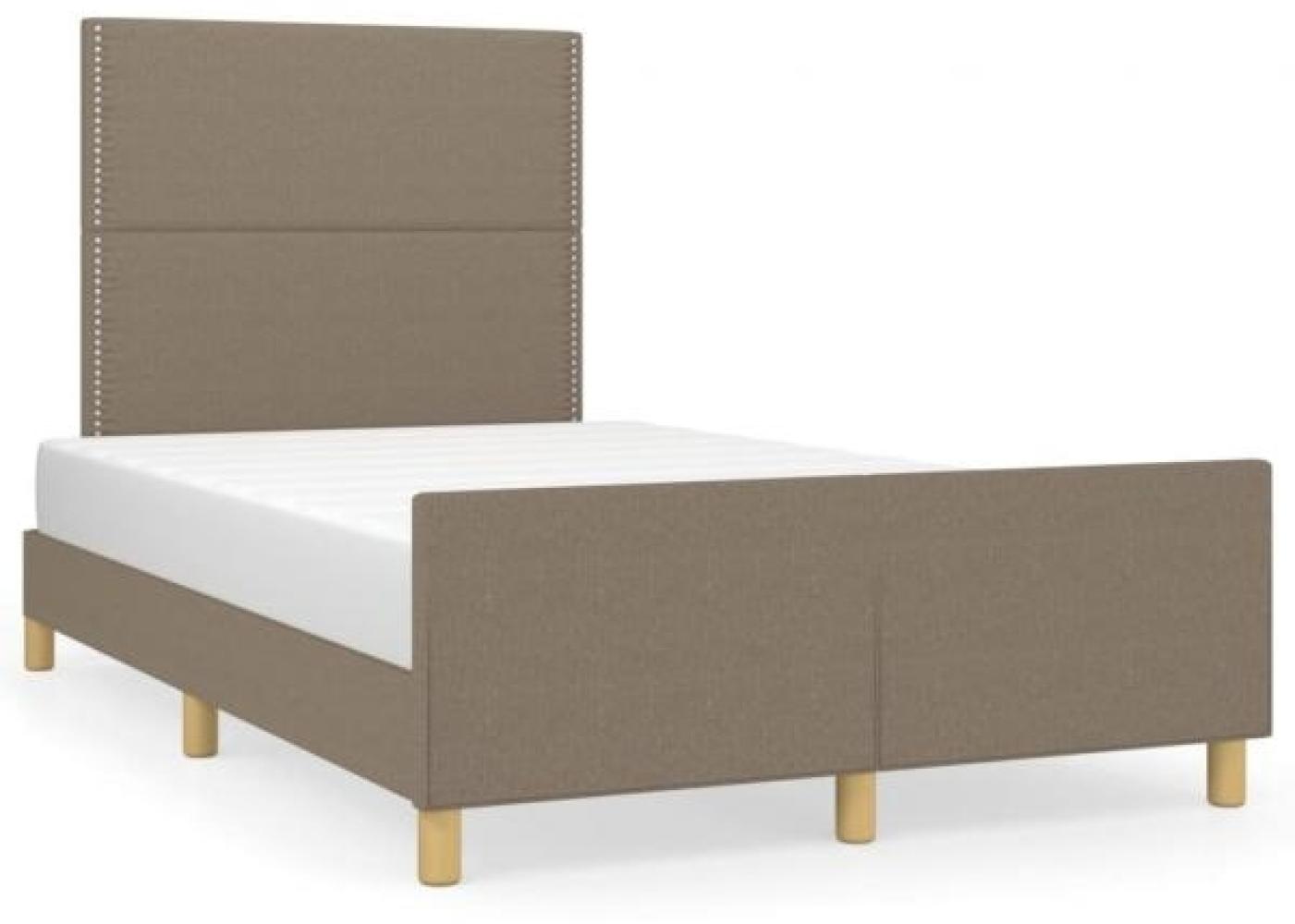 vidaXL Polsterbett mit Kopfteil Stoff Taupe 120 x 200 cm Bild 1