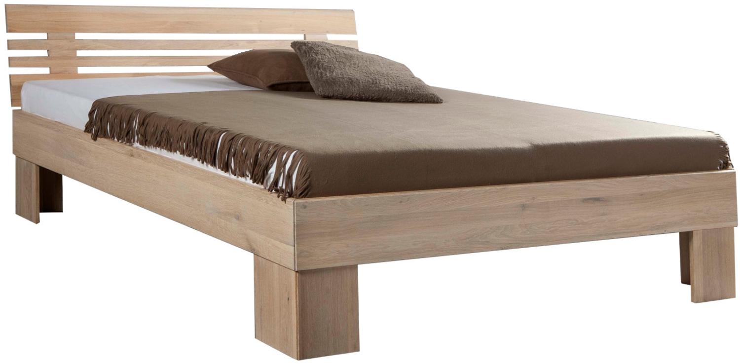 Bed Box Massivholz Bettrahmen Premium Paris Wildeiche Komforthöhe mit Kopfteil 180x210 cm Bild 1