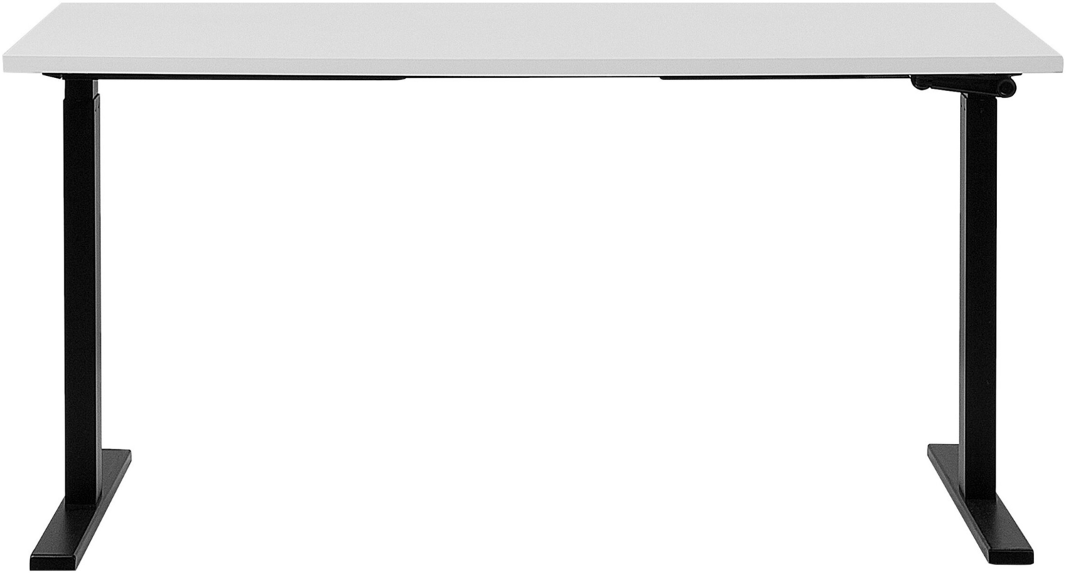 Schreibtisch manuell höhenverstellbar, Spanplatte Weiß/ Schwarz, 76-116 x 130 x 72 cm Bild 1