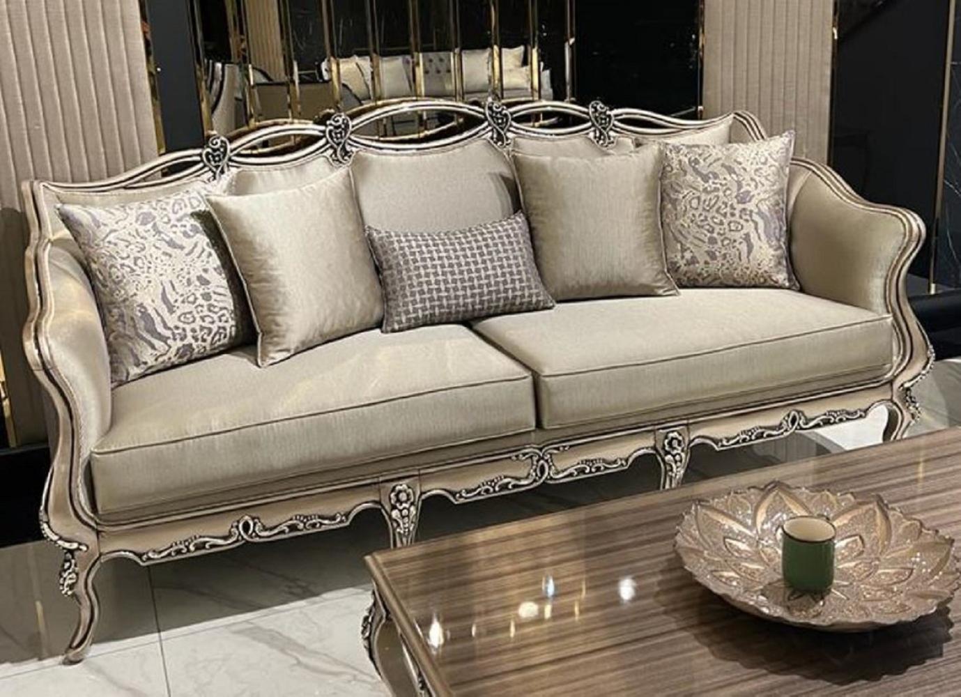 Casa Padrino Luxus Barock Sofa Gold / Lila / Gold - Handgefertigtes Wohnzimmer Sofa mit dekorativen Kissen - Wohnzimmer Möbel im Barockstil - Edel & Prunkvoll Bild 1