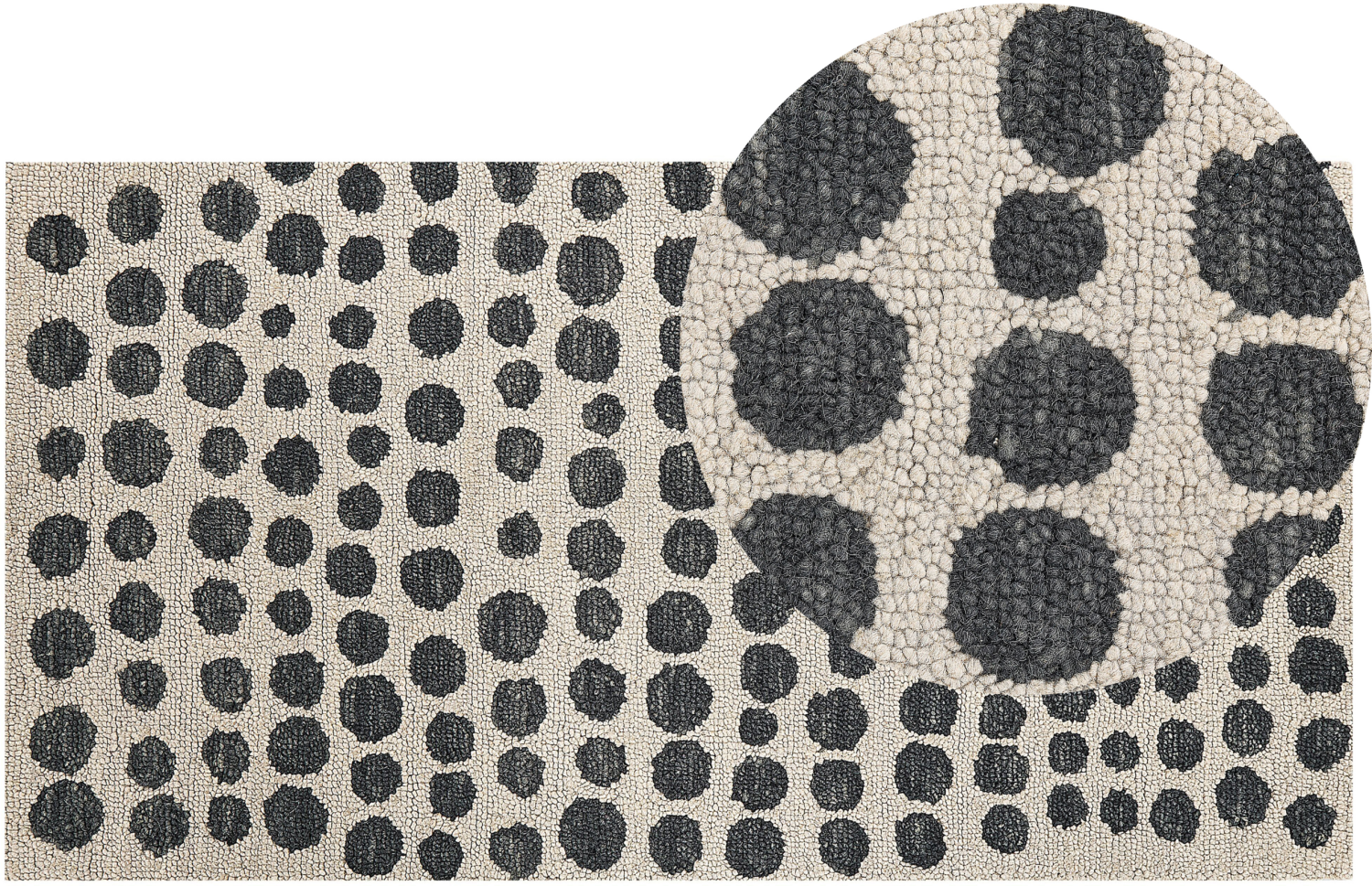 Teppich beige schwarz 80 x 150 cm gepunktetes Muster HAVRAN Bild 1