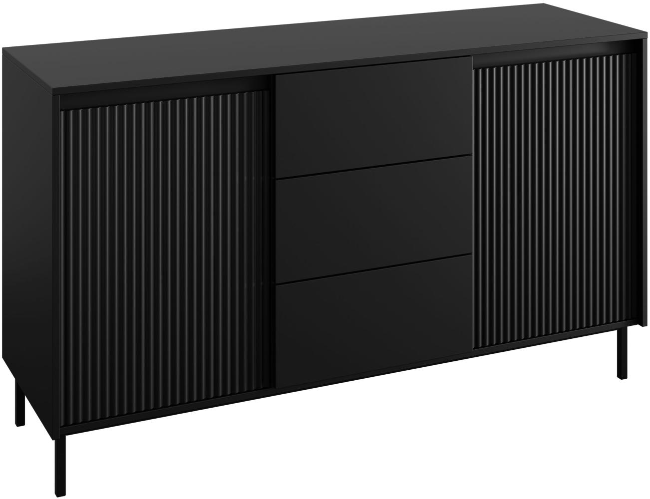 Kommode Ozmi 2D3SZ mit 2 Türen und 3 Schubladen, innen 4 Fächer (Farbe: Schwarz) Bild 1