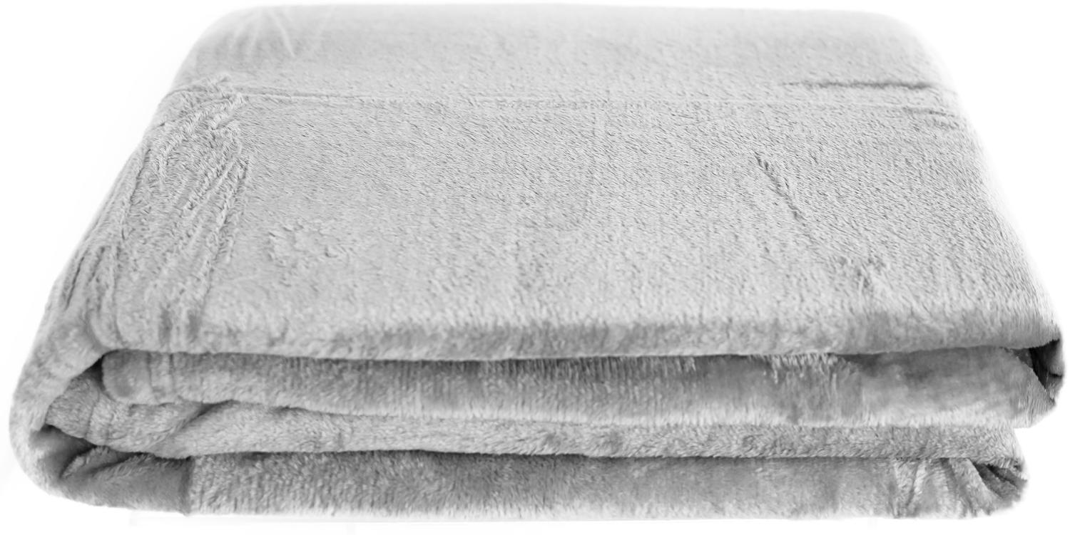 Kuschelige Decke 220x240 cm Fleecedecke Wohndecke aus Polyester Tagesdecke Grau Bild 1