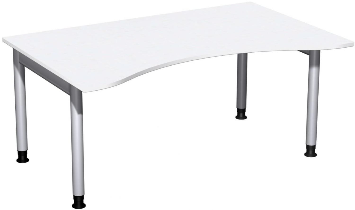 Schreibtisch '4 Fuß Pro' höhenverstellbar, 160x100cm, Weiß / Silber Bild 1