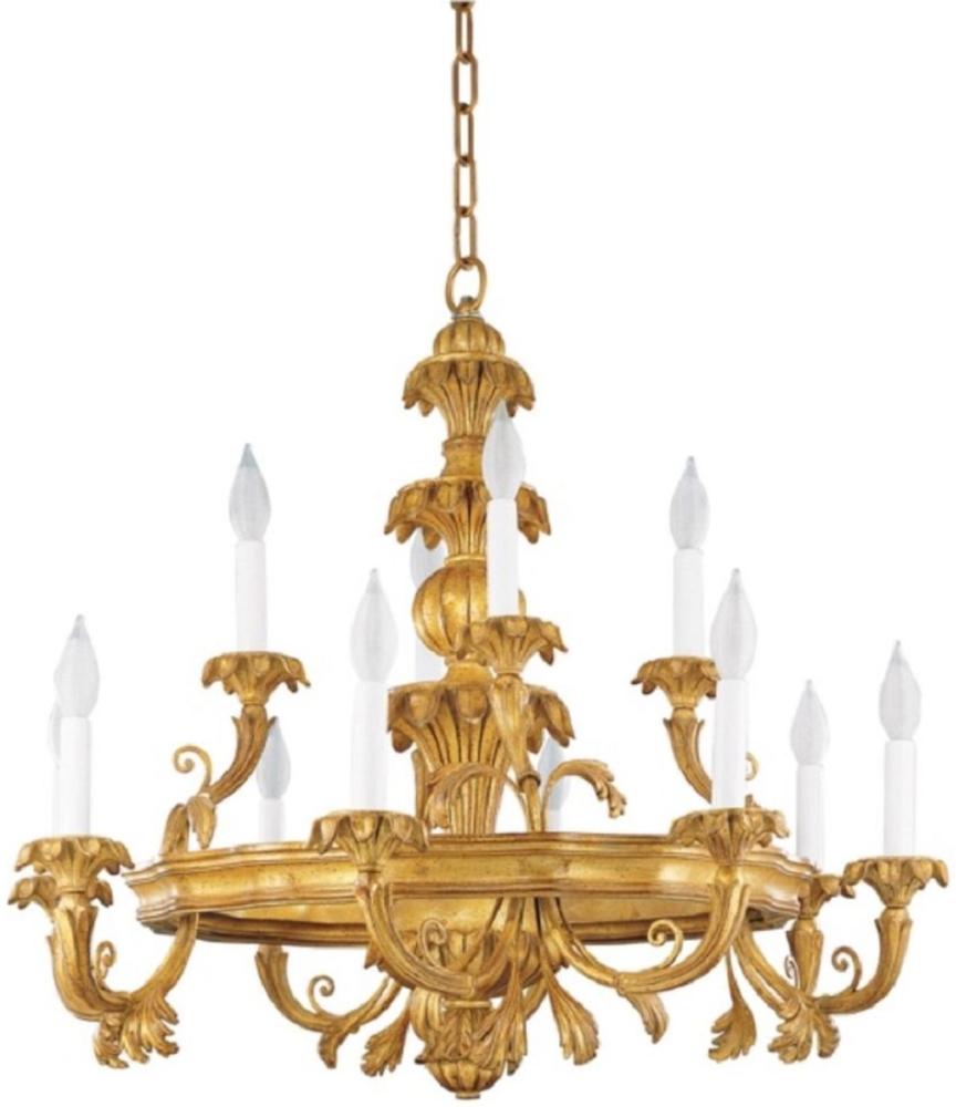 Casa Padrino Luxus Barock Kronleuchter Antik Gold Ø 79 x H. 74 cm - Prunkvoller Barockstil Wohnzimmer Kronleuchter - Edel & Prunkvoll - Luxus Qualität - Made in Italy Bild 1