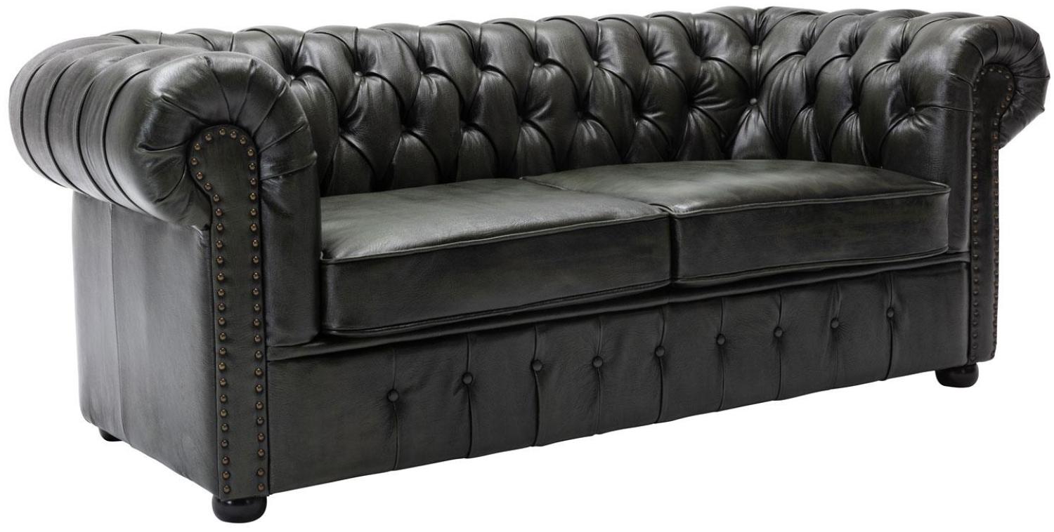3-Sitzer Sofa 'Chesterfield', Leder grün 198 cm Bild 1