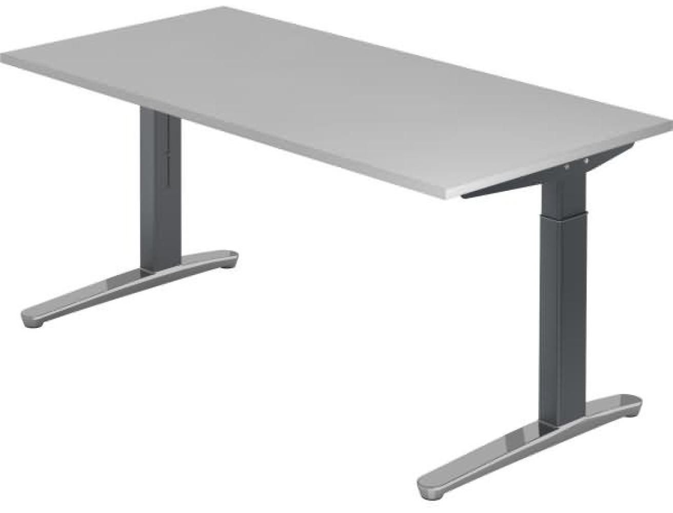 'XB16' Schreibtisch, C-Fuß, poliert, 160x80cm, Grau/Graphit Bild 1