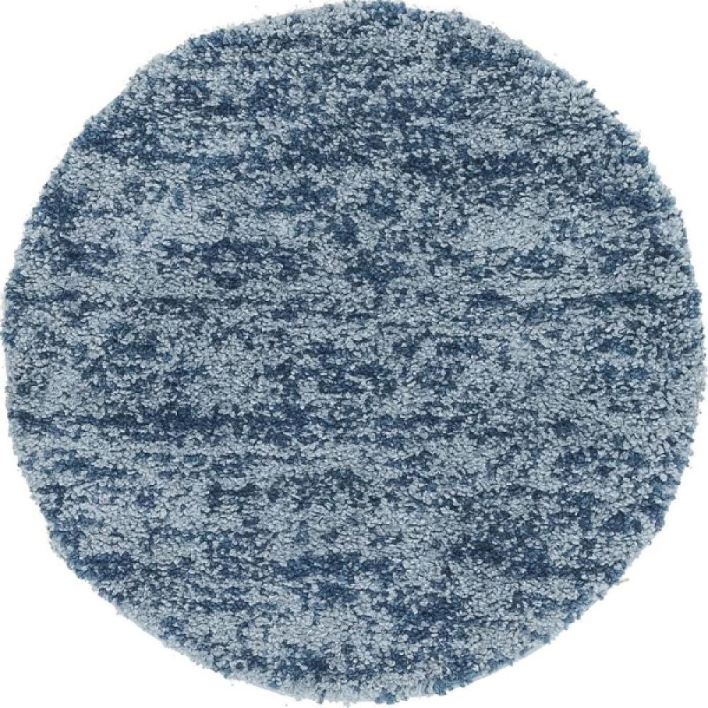 Teppich Top Shag Rund Blau 100 x 100 cm Hochflor Bild 1