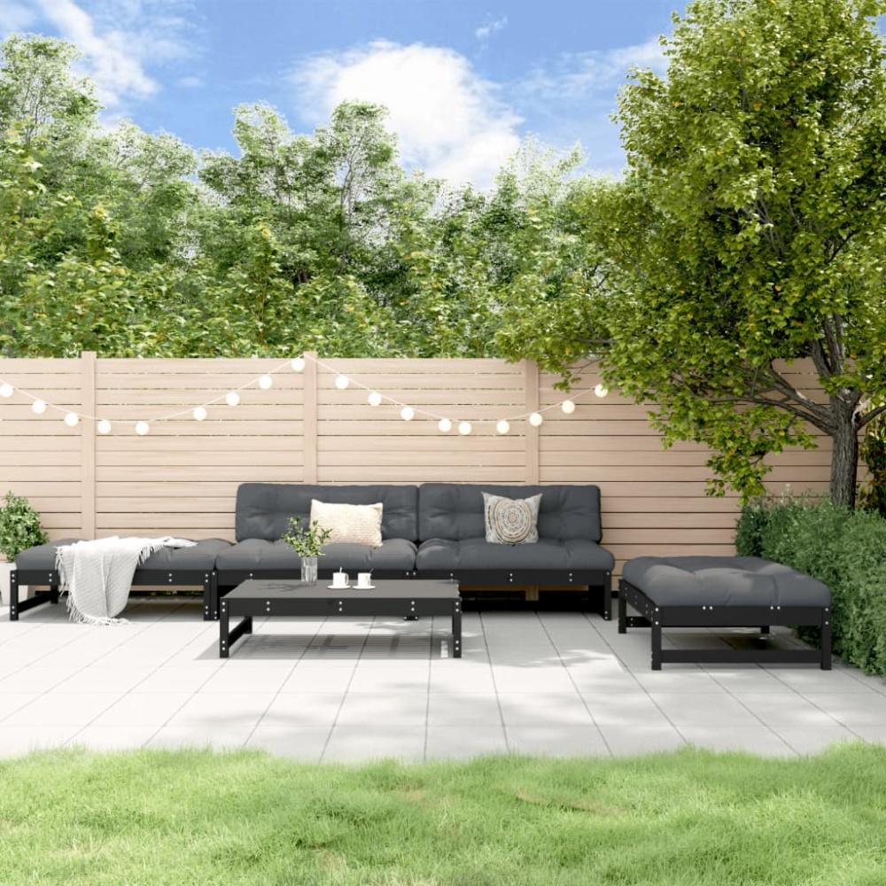 vidaXL 5-tlg. Garten-Lounge-Set mit Kissen Schwarz Massivholz Bild 1