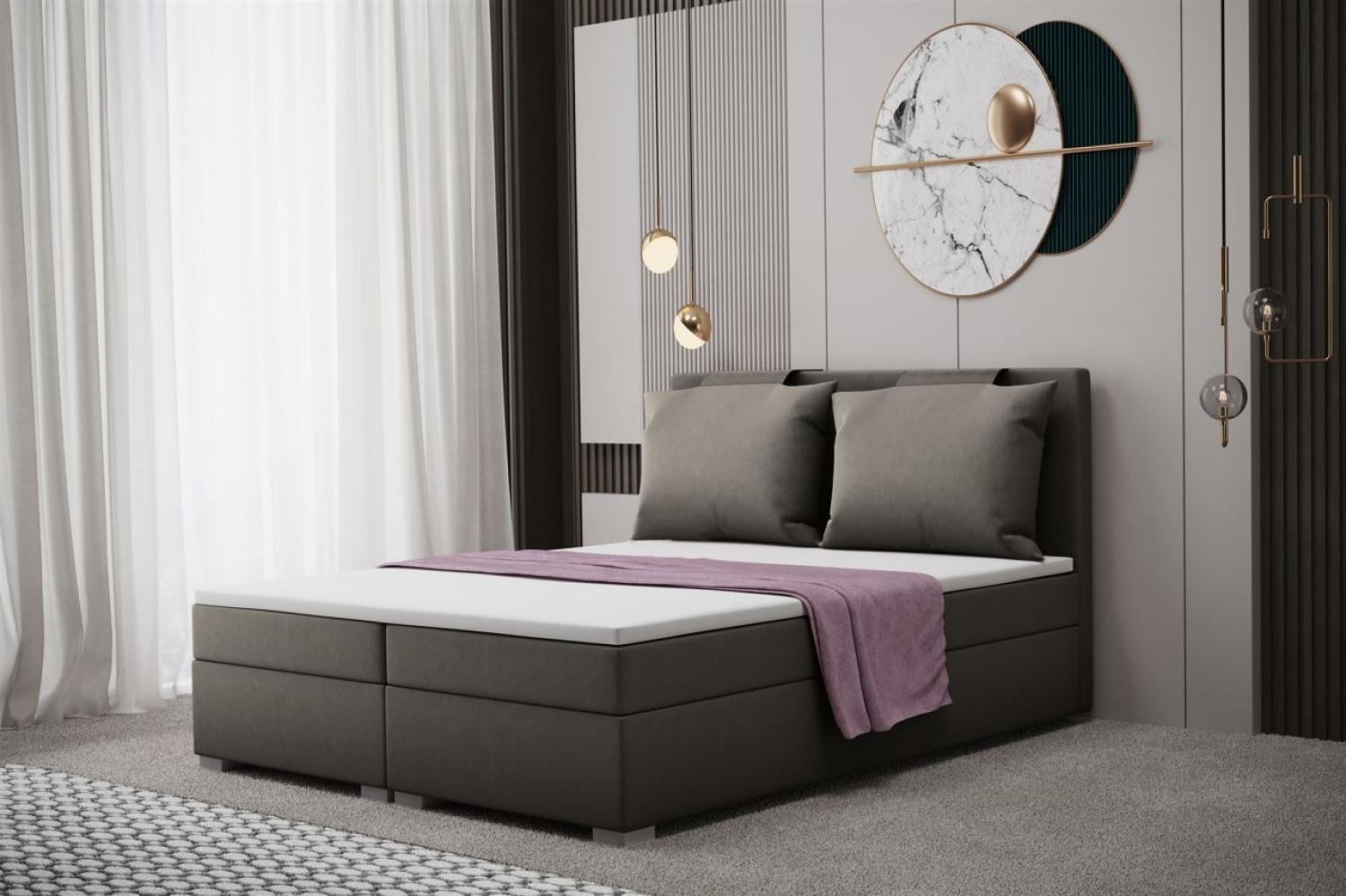 Boxspringbett Schlafzimmerbett MATRO 120x200cm in Stoff Soro Taupe Bild 1