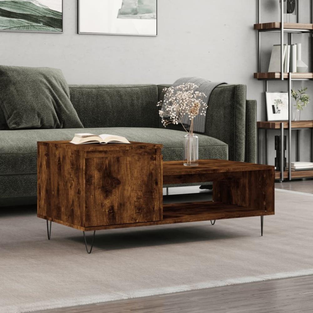 vidaXL Couchtisch Räuchereiche 100x50x45 cm Holzwerkstoff Bild 1